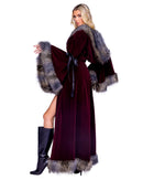 Burgundy Velvet Hooded Cape Set with Faux Fur Trim