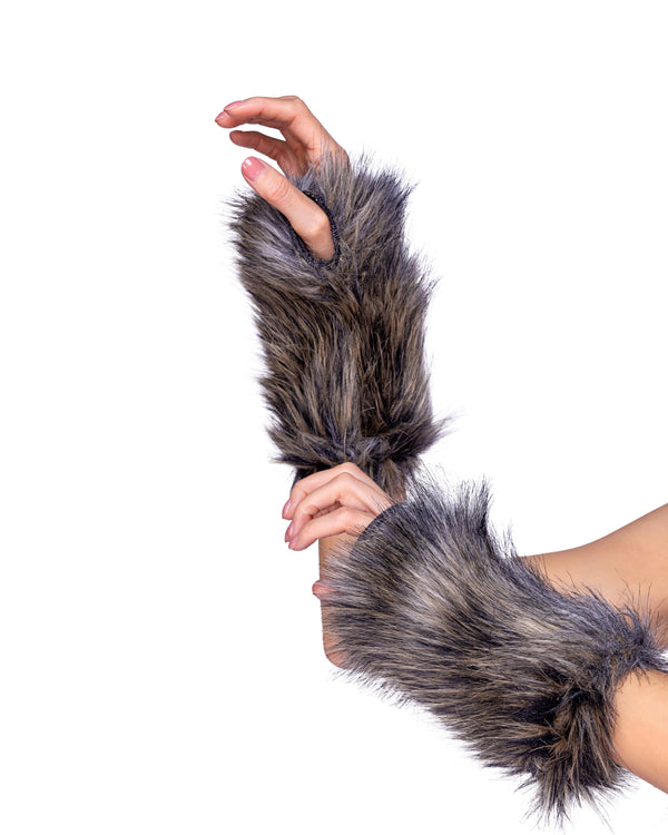 Pair of Faux Fur Wolf Gloves