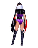 Evil Queen Velvet Bodysuit Set with Cape and Waist Cincher