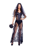 Gothic Black Lace Bride Costume Set with Corset and Veil
