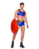 Captain America Crop Top Costume Set | Vinyl Shorts & Harness