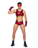 Thunderbolt Hero Skimpy Red Gold Four Piece Costume Set