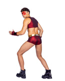 Thunderbolt Hero Skimpy Red Gold Four Piece Costume Set