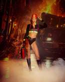 Fire Chief Skimpy Crop Top Thong and Hat Set