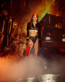 Fire Chief Skimpy Crop Top Thong and Hat Set