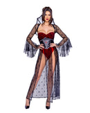 Black Widow Vampire Set Sheer Spiderweb Lace Bodysuit Skirt