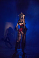 Black Widow Vampire Set Sheer Spiderweb Lace Bodysuit Skirt