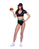 Burger Joint Skimpy Four Piece Costume Set Black Green