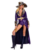 Purple Vinyl Pimp Coat Set with Faux Fur Hat and Belt