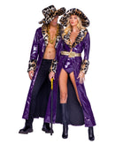 Purple Vinyl Pimp Coat Set with Faux Fur Hat and Belt