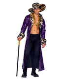 Purple Vinyl Pimp Coat with Leopard Faux Fur Hat