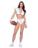 White Football Babe Skimpy Crop Top & Shorts Set