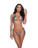 Iridescent Snake Print Triangle Bikini Set