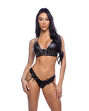 Eyelet Pleather Halter Set