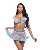 Butterfly Sequin Skirt with Faux Fur Trim - view 2