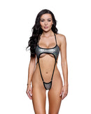 Metallic Print Halter Monokini Romper - view 4