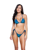 Embossed Velvet Tie-Side Bikini Set - view 4