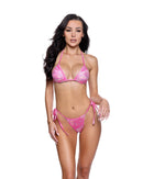 Metallic Print Tie-Side Bikini Set - view 4