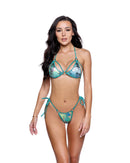 Metallic Print Tie-Side Bikini Set