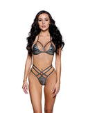 Holographic Strappy Halter Bikini Set
