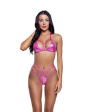 Holographic Strappy Halter Bikini Set - view 3