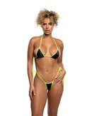 Contrast Trim Tie-Side Triangle Bikini Set