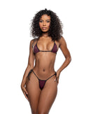 Contrast Trim Tie-Side Triangle Bikini Set - view 3