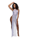 Diamond Sequin Mesh Halter Gown - view 3