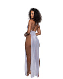 Diamond Sequin Mesh Halter Gown - view 4