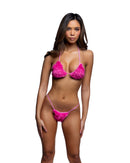 Faux Fur Triangle Bikini Set