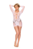 Polka Dot Crochet Mini Dress With Keyhole Cutouts