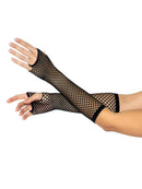 Black Elbow-Length Fishnet Fingerless Gloves - view 6