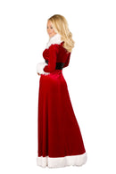Miss Claus Long Robe Set | Red Velvet Fur Trim Santa Costume