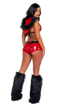 Red Vinyl Santa Set | Skimpy Halter Top Shorts and Hood