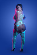 Timelapse Bodystocking in White/Blue Curvy Size