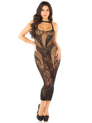 Rhinestone Lace and Net Keyhole Bodycon Dress