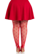 Red Heart Pattern Plus Size Fishnet Tights - view 2