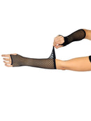 Black Elbow-Length Fishnet Fingerless Gloves - view 5