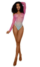 Ombre Off-Shoulder Long-Sleeve Net Bodystocking