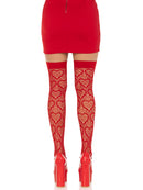 Heart Net Thigh Highs in Red