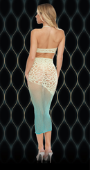 Lace and Fishnet Halter Crop Top and Skirt Set - view 3