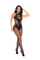 Floral Fishnet Halter Bodystocking - view 3
