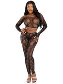 Python Net Crop Top and Footless Tights Set