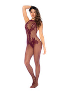 Floral Fishnet Halter Bodystocking