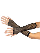 Black Elbow-Length Fishnet Fingerless Gloves