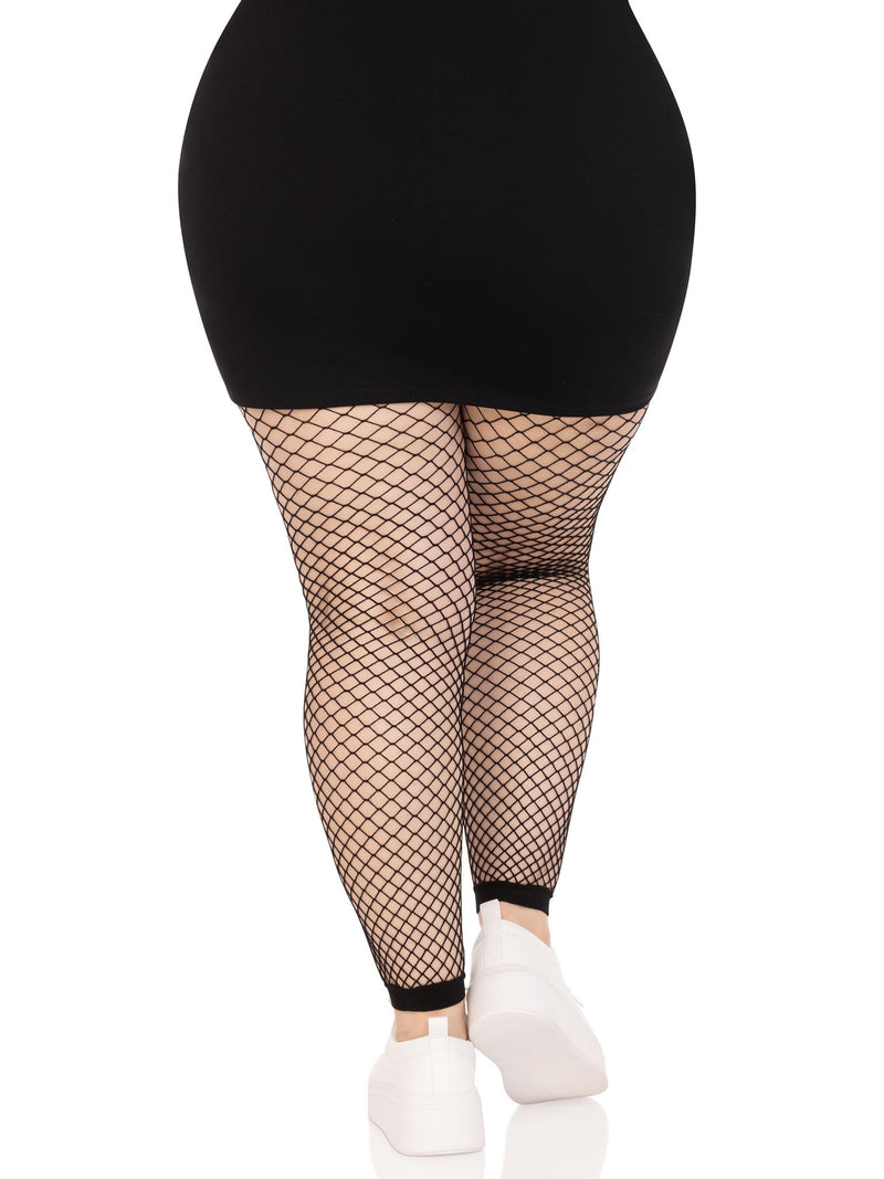 Industrial Net Footless Tights in Black Curvy Size