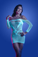 Ascension Long Sleeve Seamless Dress - One Size -  White/blue FL-GL2134-OS-B