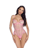Polka-Dot Mesh Ruffled Open Shelf Cup Teddy