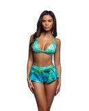 Tropical Print Plunge Bralette and Shorts Set