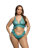 Curvy Size Lace Peplum Bralette Set - view 2